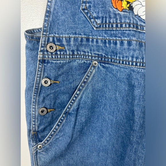 Vintage Warner Bros 1997 Looney Tunes Embroidered Blue Denim Overalls - Picture 3 of 16